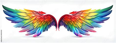 abstract colorful wings rainbow isolated on white background Stock ...