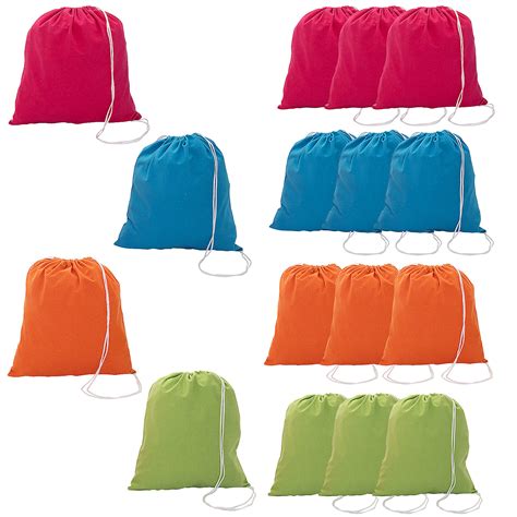 Large Neon Canvas Drawstring Bags - Apparel Accessories - 12 Pieces | eBay