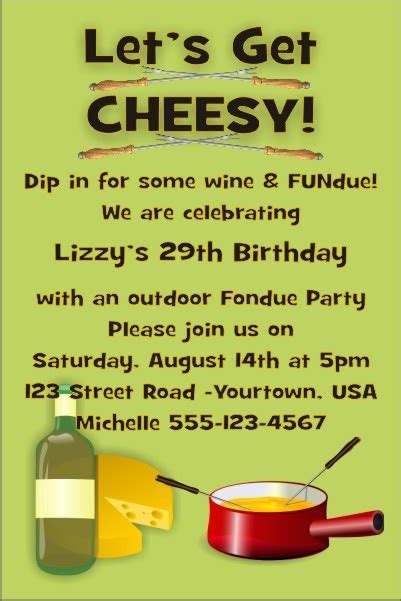 Fondue Party Invitation Personalized Party Invites