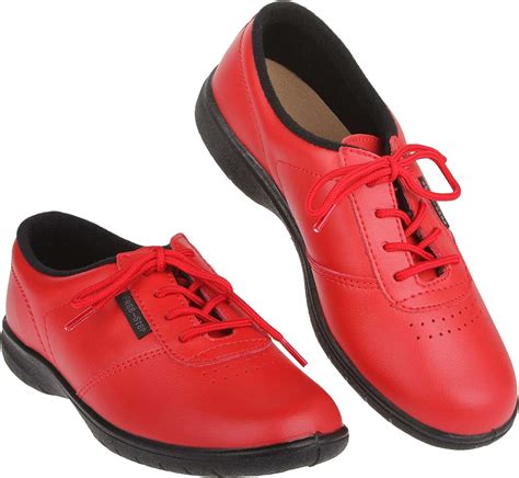 Free-Step Ladies Red Leather Comfort Lace-up Shoe in Size 6 Wide Fit ...