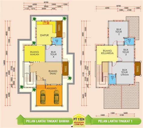 Contoh Pelan Rumah 2 Tingkat : Pelan Rumah Teres 2 Tingkat Kos Rendah ...