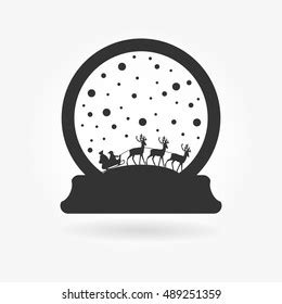 Vector Illustration Christmas Snow Globes Silhouette Stock Vector ...