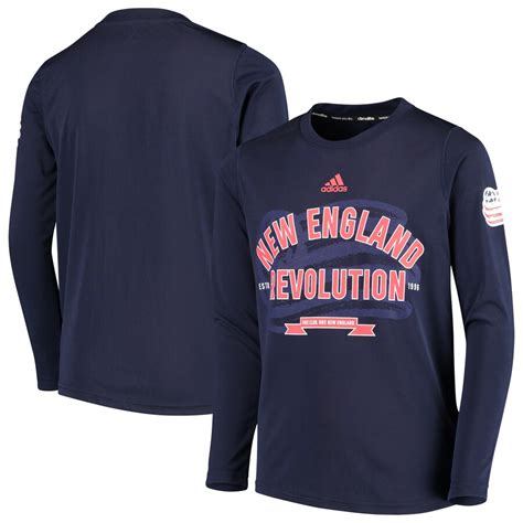 Youth New England Revolution adidas Navy Flip Throw Long Sleeve T-Shirt