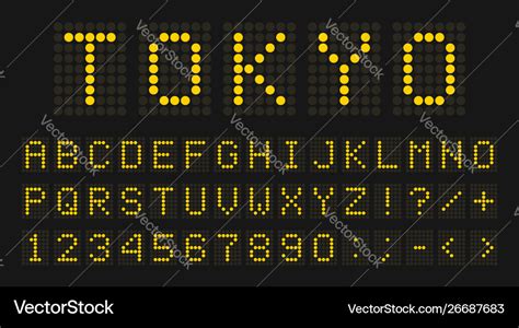 Led digital font letters and numbers english Vector Image