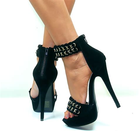 WOMENS ANKLE STRAP CUFF STILETTO HIGH HEEL PEEP TOE SANDALS STRAPPY ...