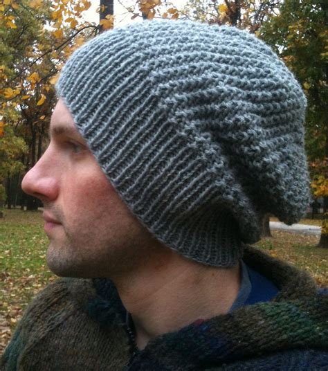 Free Knitting Pattern for Graham Slouchy Beanie - Easy unisex slouchy beanie hat features a ...