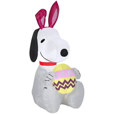 Gemmy Airblown Inflatable Snoopy with Bunny Ears and Decorated Egg, 3.5 ...