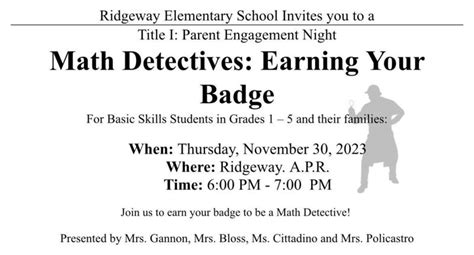 Mark Your Calendar! Nov. 30 is Ridgeway Elem. 's Title I: Parent ...