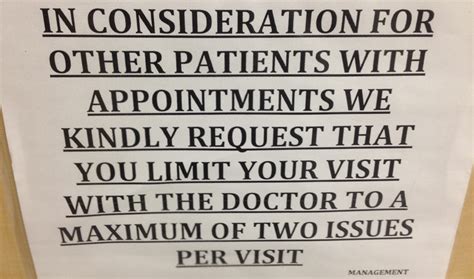 Doctor's office sign limiting questions you can ask your doctor | News