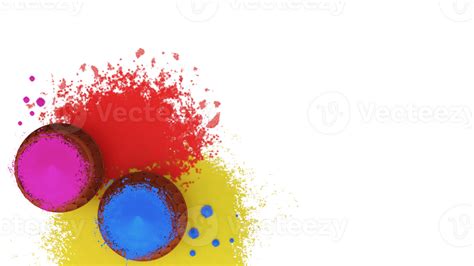 Top View Clay Pots Full Of Color Powder With Splatter Effect. 23651337 PNG
