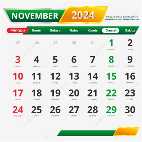 Calendario De Noviembre De 2024 Completo Con Fechas Rojas De Días Festivos Con Java E Hijriyah ...