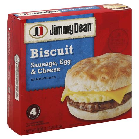 Jimmy Dean Biscuit Sandwiches, Sausage, Egg & Cheese, 4 sandwiches [18 ...