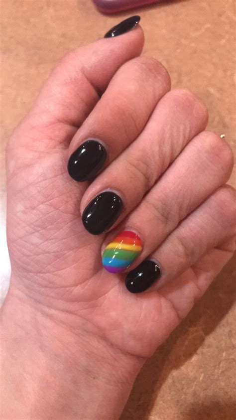 Rainbow nails in honor of #pridemonth black nails acrylic nails nail art | Rainbow nails, Nail ...