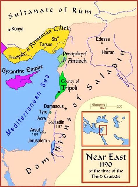 Picture Information: Map of Third Christian Crusade (1189 - 1192 AD)