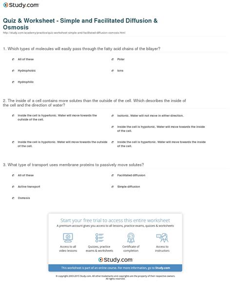 Quiz Worksheet Simple And Facilitated Diffusion — db-excel.com