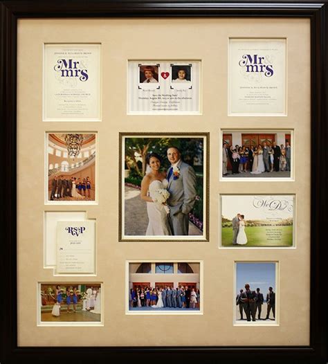 a wedding photo frame with pictures and photos on the front, along with words that read mr and mrs