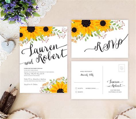 Rustic Sunflower wedding invitations - LemonWedding