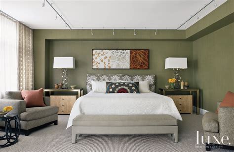 Contemporary Olive Master Bedroom - Luxe Interiors + Design