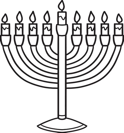 Hanukkah Menorah Isolated Coloring Page for Kids 11416138 Vector Art at ...