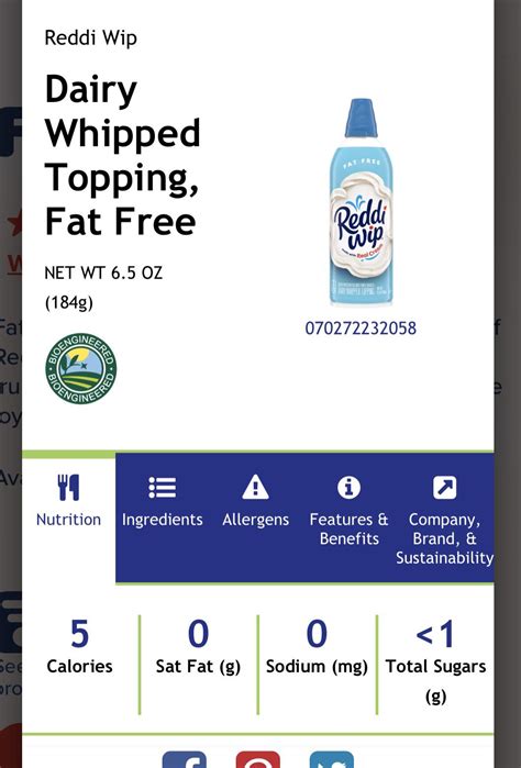 Fat Free Reddi Whip - Dining and Cooking