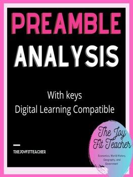 Preamble Analysis Packet - Key included - Digital learning Compatible