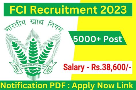 FCI Recruitment 2023 Notification PDF : 5000+ Post ,Apply Now Link ...