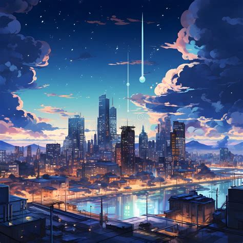 Japanese City Animation at Night, AI Generative Stock Illustration - Illustration of japanese ...