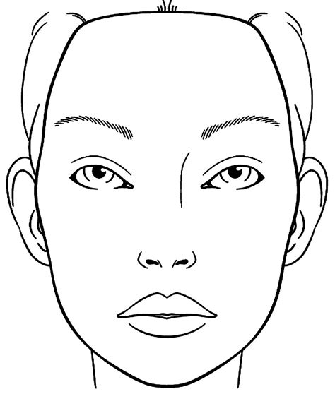 Blank Face Chart Sketch Coloring Page Rosto Para Maquiar Croqui De | My XXX Hot Girl