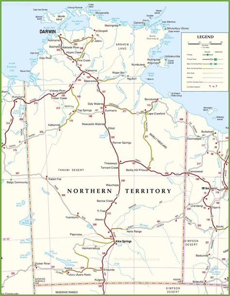 Large detailed map of Northern Territory with cities and towns ...