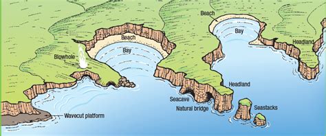 coastal landforms | 11 Select two erosional and two depositional ...