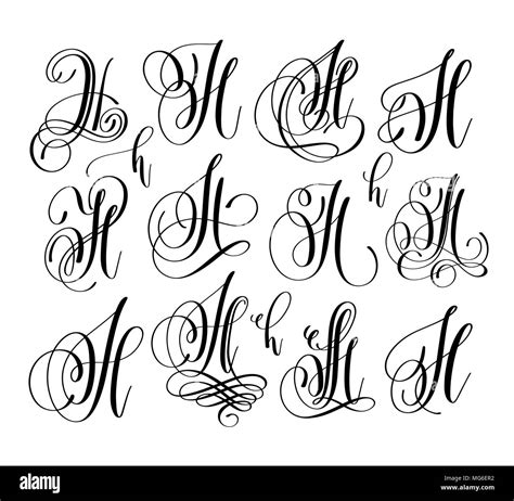 calligraphy lettering script font H set, hand written Stock Vector Image & Art - Alamy