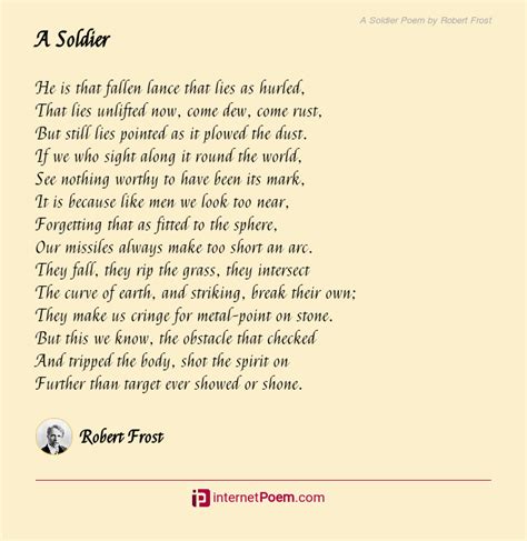 A Soldier Poem by Robert Frost