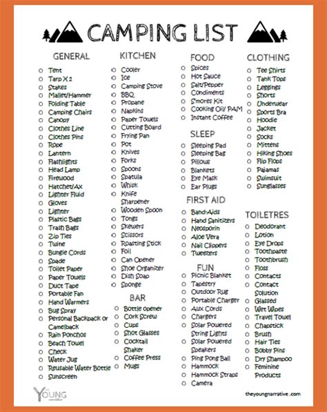 Free printable the ultimate car camping checklist – Artofit