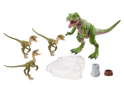 Buy Jurassic World Toys Amber Collection Baby T Rex & 3 Compsognathus Compy Dinosaur Figures ...