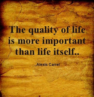 "The quality of life is more important than life itself." Alexis Carrel #QA #Quality #Quote ...