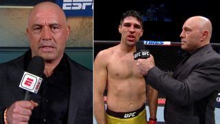 Joe Rogan does postfight interviews in Octagon at UFC 249