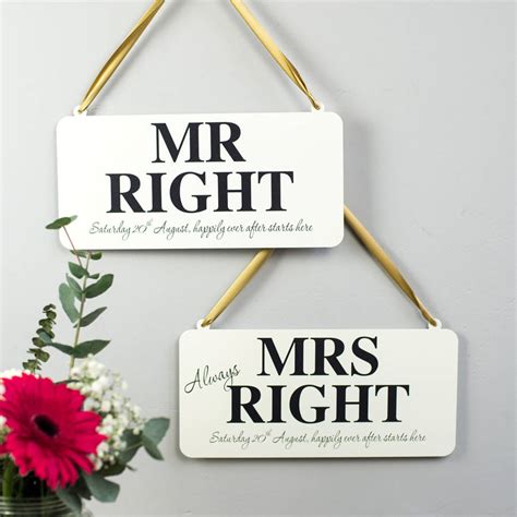 personalised pair of mr and mrs wedding signs by delightful living | notonthehighstreet.com