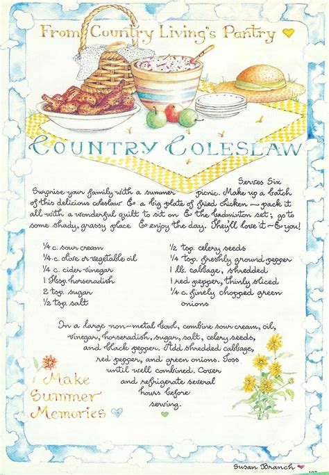 Country Coleslaw, Susan Branch for Country Living Magazine | Food illustrations, Branch art ...