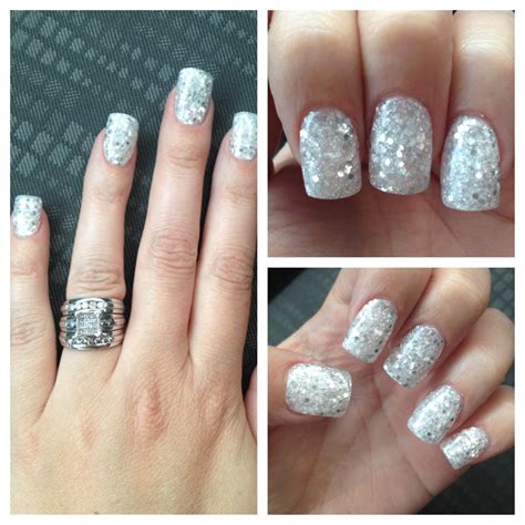 White/Silver Glitter acrylic nails! | Nails | Pinterest | Glitter ...