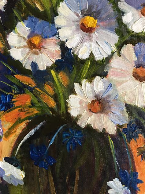 Daisy Painting Originai Oil Painting Daisy Bouquet Flowers Art | Etsy