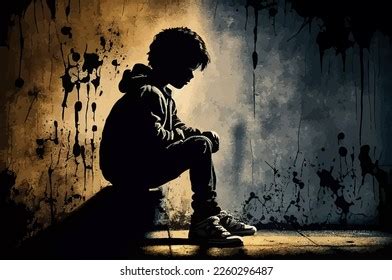 Silhouette Lonely Depresion Sad Lost Boy Stock Illustration 2260296487 ...