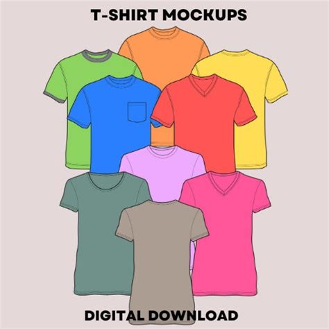 T-shirt Mockup Bundle, Vector Tshirts Mock Ups, Customizable Template, Ai, Eps, Png, Svg, Jpg T ...