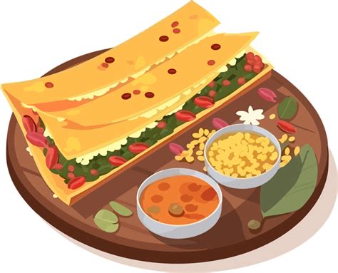 Masala Dosa with sambhar illustration, Indian food 22944869 PNG