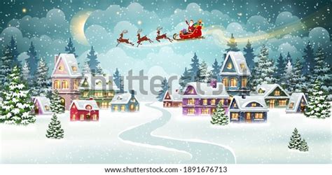 Santa Reindeer On Christmas Background Winter Stock Vector (Royalty ...