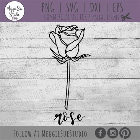 Rose Outline SVG Hand Drawn Rose Flower SVG Rose Flower | Etsy Flower ...