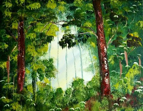 Wall Decor Painting,Acrylic Painting,Green Trees Forest,Original Art ...