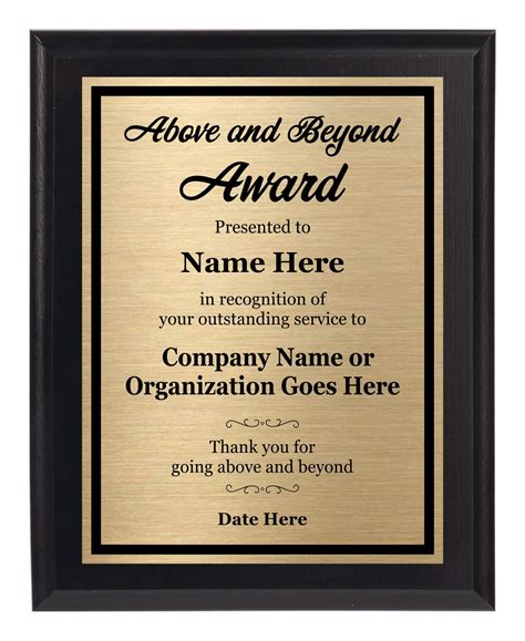 Buy Above and Beyond Award 8x10 Custom Plaque for Appreciation and Re - Customize Now! Online at ...