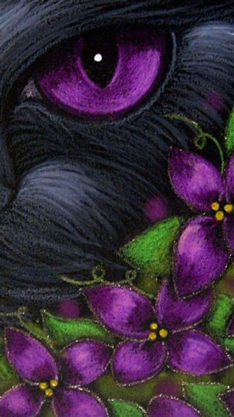 Purple Cat wallpaper | Black cat art, Cat painting, Cat art