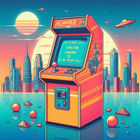 Premium Photo | Retro arcade machine gaming illustration