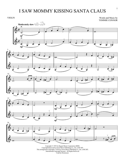 Tommie Connor "I Saw Mommy Kissing Santa Claus" Sheet Music Notes | Download Printable PDF Score ...